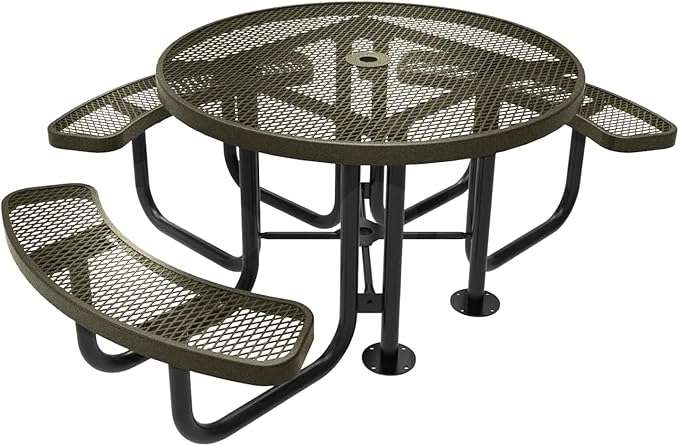 COATEDOUTDOORFURNITURE Heavy-Duty Portable Outdoor Picnic Table with Umbrella Hole - Photo 1