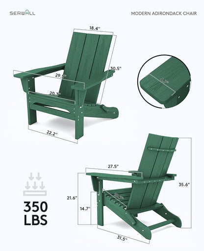 SERWALL Modern Folding Adirondack Chair Green