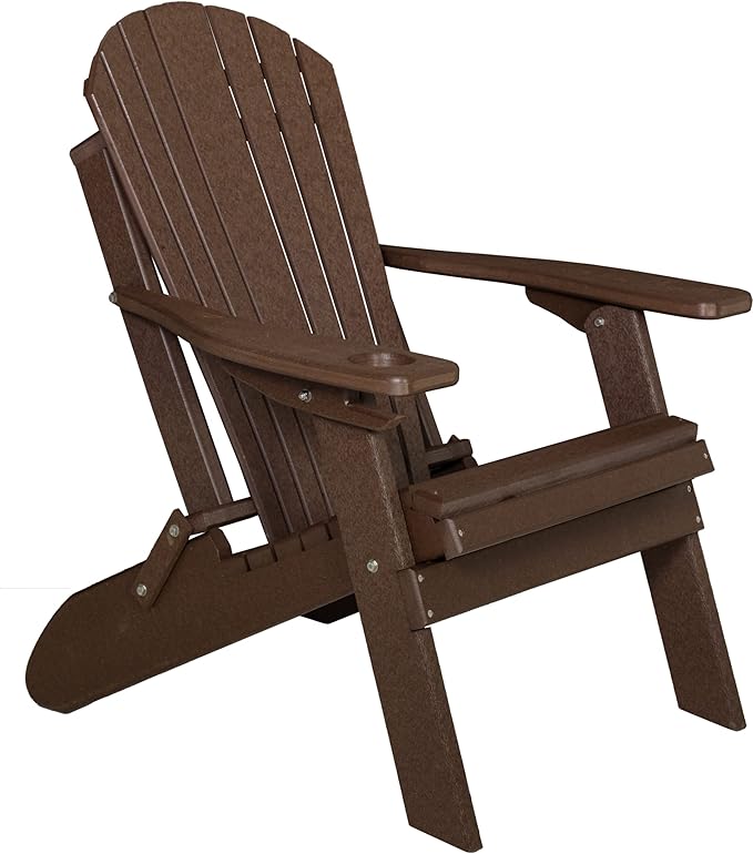 Furniture Barn USA Poly Folding Adirondack Chair, Tudor Brown