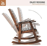 2-Piece Outdoor Rocking Chair with Table, Rocking Bistro Set High Back Porch Rocker Table Set for Patio Lawn Garden - Photo 7