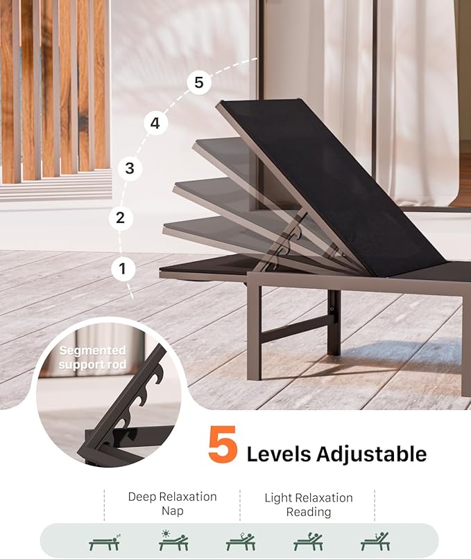 Chaise Lounge Chair Outdoor, Aluminum Patio Lounge Chairs - Photo 4