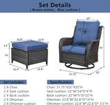 Belord Outdoor Swivel Chairs Set of 2, Patio Wicker Rocker Chairs with Ottomans - Photo 9