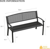 VICLLAX 50” Outdoor Garden Bench with Armrests and Backrest, Waterproof Patio Metal Bench for Park, Porch, Backyard - Photo 2