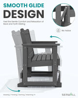 SERWALL Outdoor Glider Bench Set of 4, HDPE Weather-Resistant Swinging Bench for Backyard Garden Porch, Grey - Photo 3