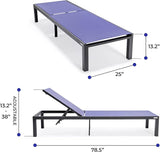 LeisureMod Marlin Aluminum Outdoor Chaise Lounge Chair - Mesh Sling Fabric Seat Black Aluminum Frame Beach - Photo 3