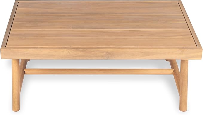 GDFStudio 35.5" Outdoor Acacia Wood Round Coffee Table Rustic Patio Coffee Table for Balcony Backyard Lawn Garden - Photo 9