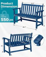Outdoor Bench, 2-Person HDPE Garden Bench, All Weather Poly Patio Bench for Outdoors, Garden, Backyard, Porch and Park - Photo 3