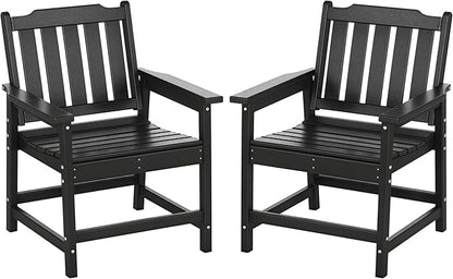 Outsunny All-Weather Patio Chairs Set of 2, HDPE Patio Dining Chair Set, Heavy Duty Wood-Like Outdoor Furniture for Garden, Backyard, Deck, Porch, Lawn, Black