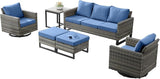 Wicker Outdoor Patio Furniture Set - 6 Piece Patio Conversation Set with 2 Swivel Rocker Chairs, 2 Rattan Ottoman - Photo 2