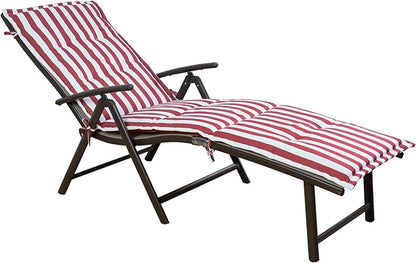 Kozyard Cozy Aluminum Reclining Lounge Chair - Perfect for Beach, Yard, Pool, Deck, Patio Outdoor Chaise Lounge with Drink Holder, Weather Free, Adjustable Assemble Free Red Strip