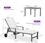 PURPLE LEAF Outdoor Chaise Lounge Set for 2 Aluminum Patio Chaise Lounger Chairs with Armrest and Wheels Adjustable - Photo 3