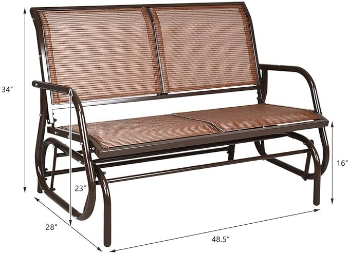 DORTALA 48'' Outdoor Patio Swing Glider Bench Chair, Cozy Patio Bench for 2 People - Photo 3