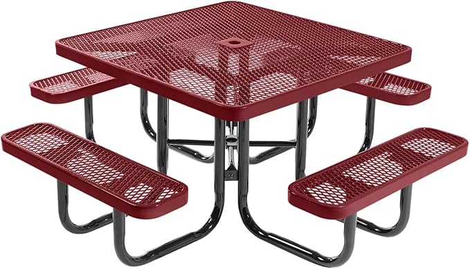 COATEDOUTDOORFURNITURE Heavy-Duty Portable Outdoor Picnic Table with Umbrella Hole - Photo 1