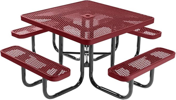 COATEDOUTDOORFURNITURE Heavy-Duty Portable Outdoor Picnic Table with Umbrella Hole - Photo 1