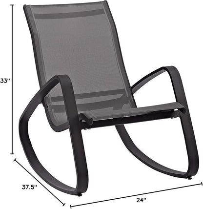 Modway EEI-3180-BLK-BLK-SET Traveler Rocking Lounge Chair Outdoor Patio Mesh Sling Set of 2, Black