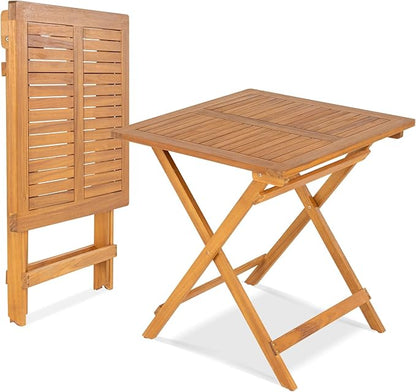 IDZO Legolas FSC Acacia Wooden Folding Table, Heavy Duty 270lbs Capacity, Elegant & Rustic Design for Garden, Backyard, Porch, Patio, Easy Assembly