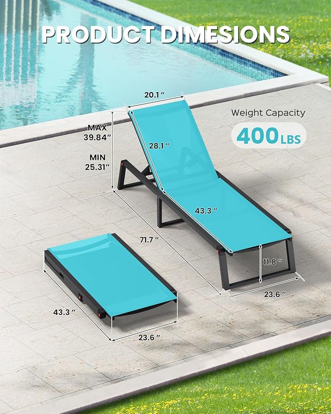 Aluminum Chaise Lounge Chair Outdoor - Photo 2