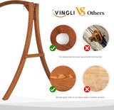 VINGLI 5FT Porch Swing Frame, 1000LBS Heavy Duty A-Frame Wooden Porch Swing Stand with Curved Arc Top - Photo 3