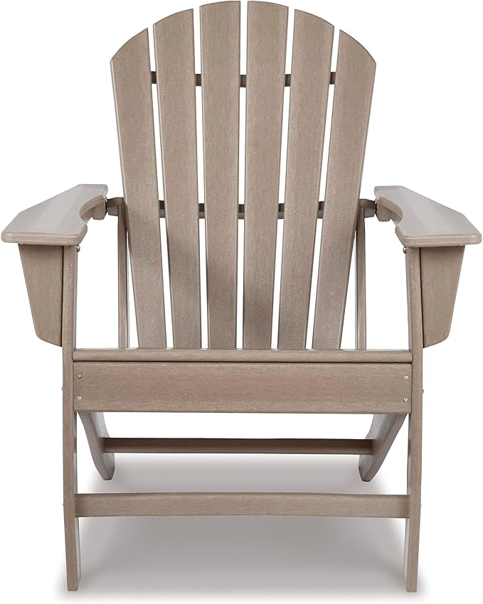 Signature Design by Ashley Sundown Treasure Outdoor Patio HDPE Adirondack Chair, Light Brown