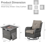 Belord Patio Furniture Set with Fire Pit Table, Outdoor Swivel Rocker Patio Chairs, Wicker Furniture Set Ideal for Porch - Photo 2