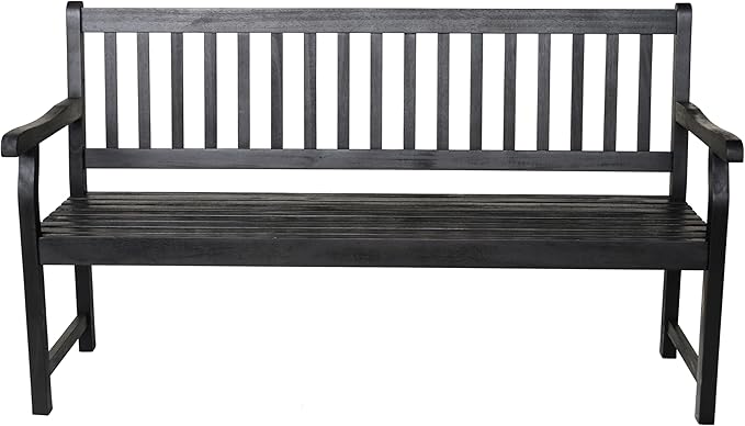 JONATHAN Y BNH101C Laurel 59.1" 3-Seat Slat-Back 600-Lbs Support Acacia Wood Outdoor Garden Patio Bench for Garden, Lawn - Photo 6