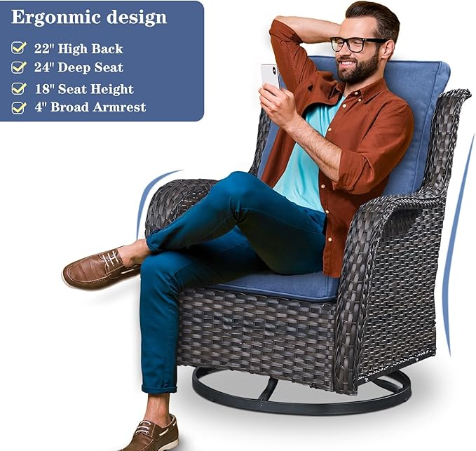 Belord Wicker Outdoor Furniture Patio Furniture Set - 6 Piece Patio Conversation Set with Swivel Rocker Chairs - Photo 3