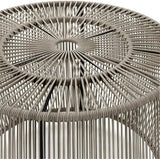 Round Outdoor Coffee Table, PE Wicker and Metal Frame, Weatherproof Gray Finish, 21.7 in Diameter - Photo 9