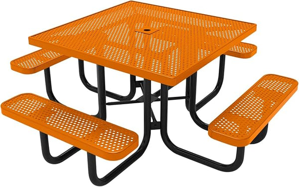 COATEDOUTDOORFURNITURE Heavy-Duty Portable Outdoor Picnic Table with Umbrella Hole - Photo 1