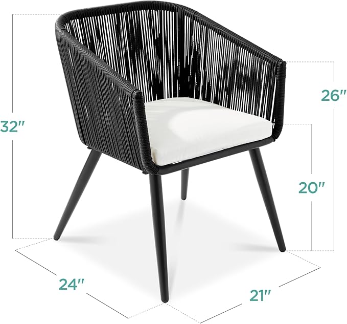 Best Choice Products Set of 2 Patio Dining Chairs, Outdoor Seating for Backyard, Poolside, Balcony w/Woven Wicker Design - Photo 3