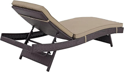 Modway Convene Wicker Rattan Outdoor Patio Chaise Lounge Chairs in Espresso Mocha - Set of 4