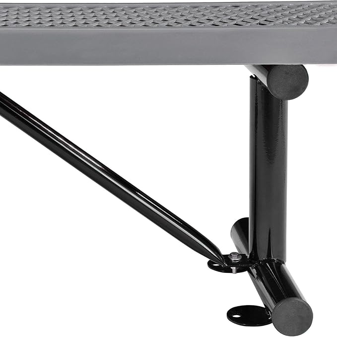Global Industrial 6'L Heavy Duty Expanded Metal Mesh Flat Bench with Steel Frame, Portable Outdoor Bench, 1000 lbs Capacity, Gray, 72" L x 14-1/2"W x 18" H