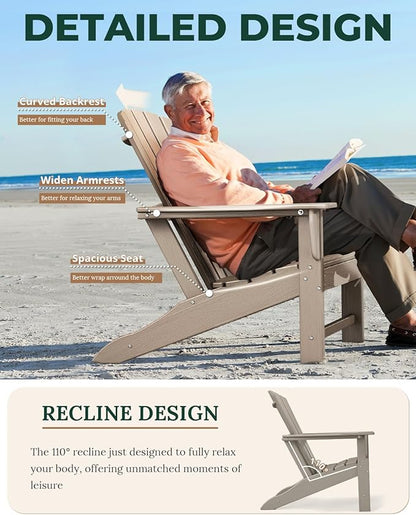BRIOPAWS Adirondack-Chairs-Set of 2 | Wood Grain | Fire Pit Chair | Oversized | HDPE Plastic | Weather Resistant | for Deck Outdoor Poolside Campfire