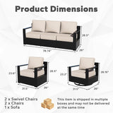 Outdoor Aluminum Furniture Set, 5-Piece Patio Conversation Set, 2 Swivel Chairs, 2 Chairs and 1 Sofa - Photo 3