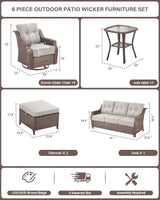 Belord High Back Outdoor Patio Furniture Set - Wicker Outdoor Swivel Rocker Patio Chairs with Sofa and Ottoman - Photo 2