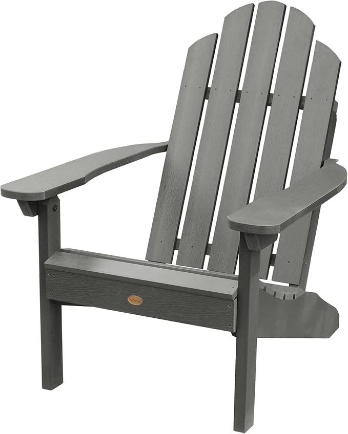 highwood Classic Wesport Adirondack Chair with Ottoman and Cup Holder, Coastal Teak