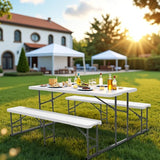 VINGLI Folding Picnic Table and Bench Set, Portable Outdoor Dining Furniture for Camping, Patio, Backyard - Photo 3