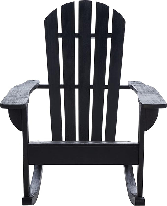 SAFAVIEH Outdoor Collection Brizio Black Slatted Adirondack Rocking Chair