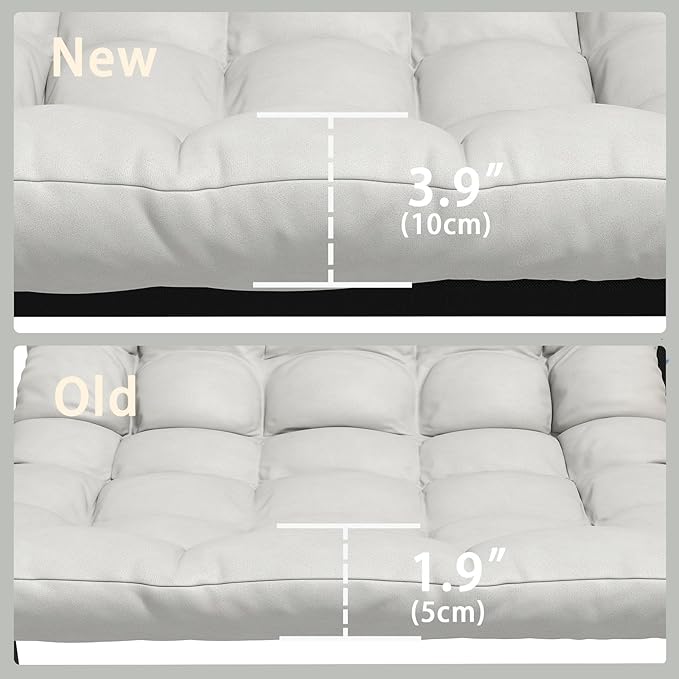 Oversized Indoor Rocking Chair, Plush Papasan Chair with Comfy Padded Cushions & Side Pocket, for Patio Garden, Porch, Lounge, Outdoor, Beige
