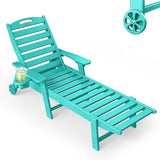 Chaise Lounge Outdoor, Lounge Chair Outdoor with Wood Texture, Adjustable 5-Position Backrest - Photo 1