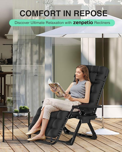 ZENPETIO Zero Gravity Chair, Reclining Camping Chair with Cup Holder and with Removable Cushion, Anti Gravity Lounge Chair for Indoor and Outdoor