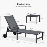 PURPLE LEAF Patio Chaise Lounge Set for 4 Outdoor Pool Lounge Chairs with Armrest and Adjustable Backrest Aluminum - Photo 3