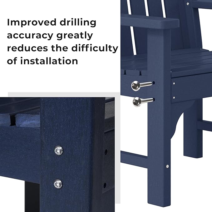 Costaelm Outdoor Dining Chairs with Arms Set of 2, Patio HDPE Garden Dining Table Chair, Poly Lumber Waterproof Restaurant Bistro Farmhouse Chairs for Outside Porch Backyard, Navy Blue