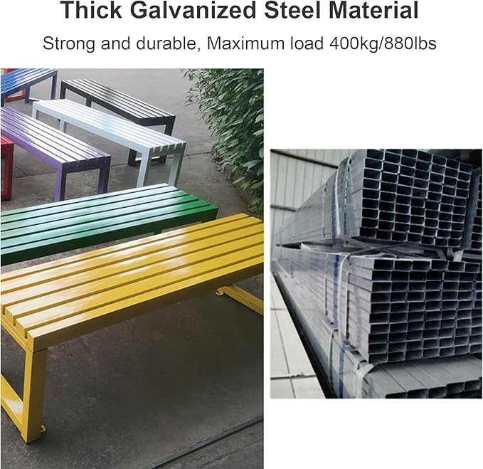 Outdoor Park Bench, Garden Patio Metal Bench 31in-79in, Weatherproof, Load Capacity 880lbs, for Park Yard Front Porch Path Yard Lawn Decor Deck Furniture(Green,120cm/47in)