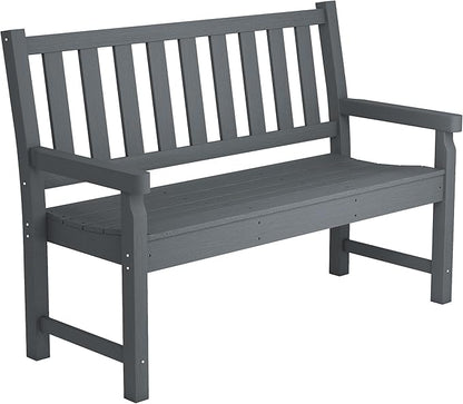 Outsunny Outdoor Bench, 49" All-Weather HDPE Garden Bench, 2-Person Patio Loveseat with 528 lbs Capacity, Curved Seat for Backyard, Park, Porch, Lawn, Park, Gray