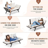 Flamaker Outdoor Convertible Sofa, Woven Rattan Patio Furniture Sunbed with Adjustable Armrests - Photo 3