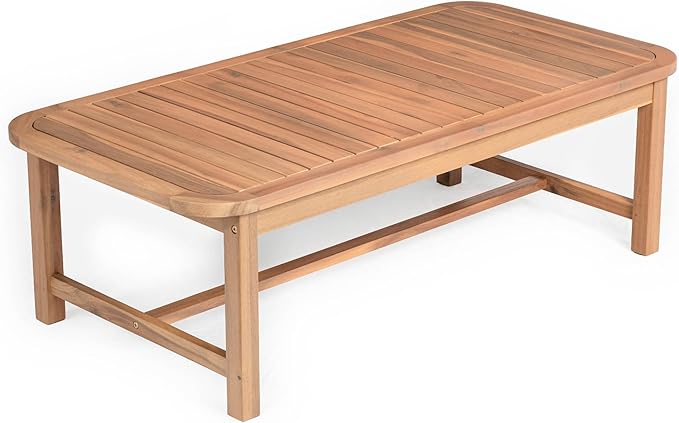 Christopher Knight Home Walla Patio Acacia Wood Coffee Table, Solid Wood Outdoor Table for Patio Furniture Set, Slat Panel Rectangular Top, Light Teak