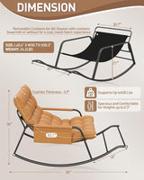 Oversized Indoor Rocking Chair, Plush Papasan Chair with Comfy Padded Cushions & Side Pocket, for Patio Garden, Porch - Photo 3