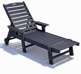 Lounge Chair Outdoor with Wood Texture, Oversized Chaise Lounge Chairs Outside with 5-Position Adjustable Backrest - Photo 3