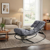 GarveeLife Outdoor Rocking Chair with Cushion, Metal Frame Patio Glider Chair with Oxford Fabric Seat - Photo 1