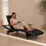Set of 6 Black Outdoor Chaise Lounge Chairs, Wicker Patio Lounge Chairs with Adjustable Backrest and Wheels - Photo 7